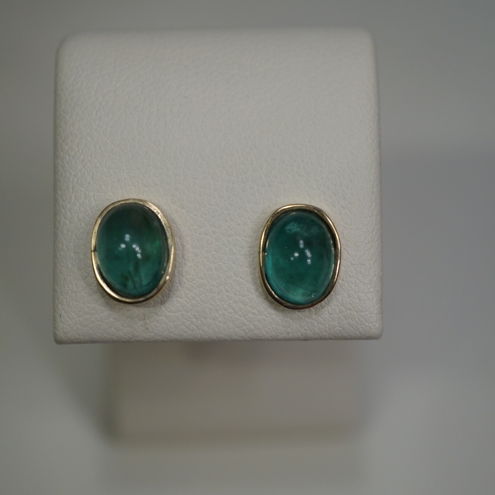 14KY Gold & Genuine Emerald Handmade Earrings